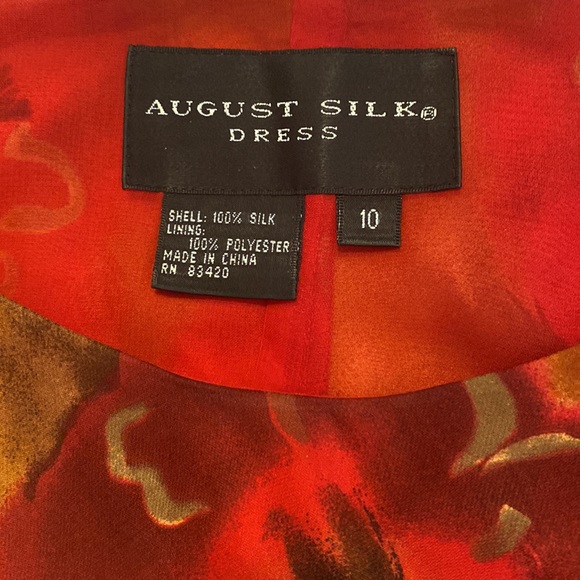 💯 SILK MAXI DRESS by AUGUST SILK. FULLY LINED RED FLORAL  Size 10 - Picture 12 of 13